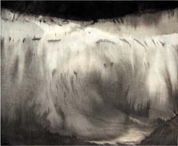 52 Les vagues noyees de brumes 2004  Encre sur papier 100 x 121cm